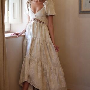 V. Chapman Emma Dress in Taupe Windsor Brocade